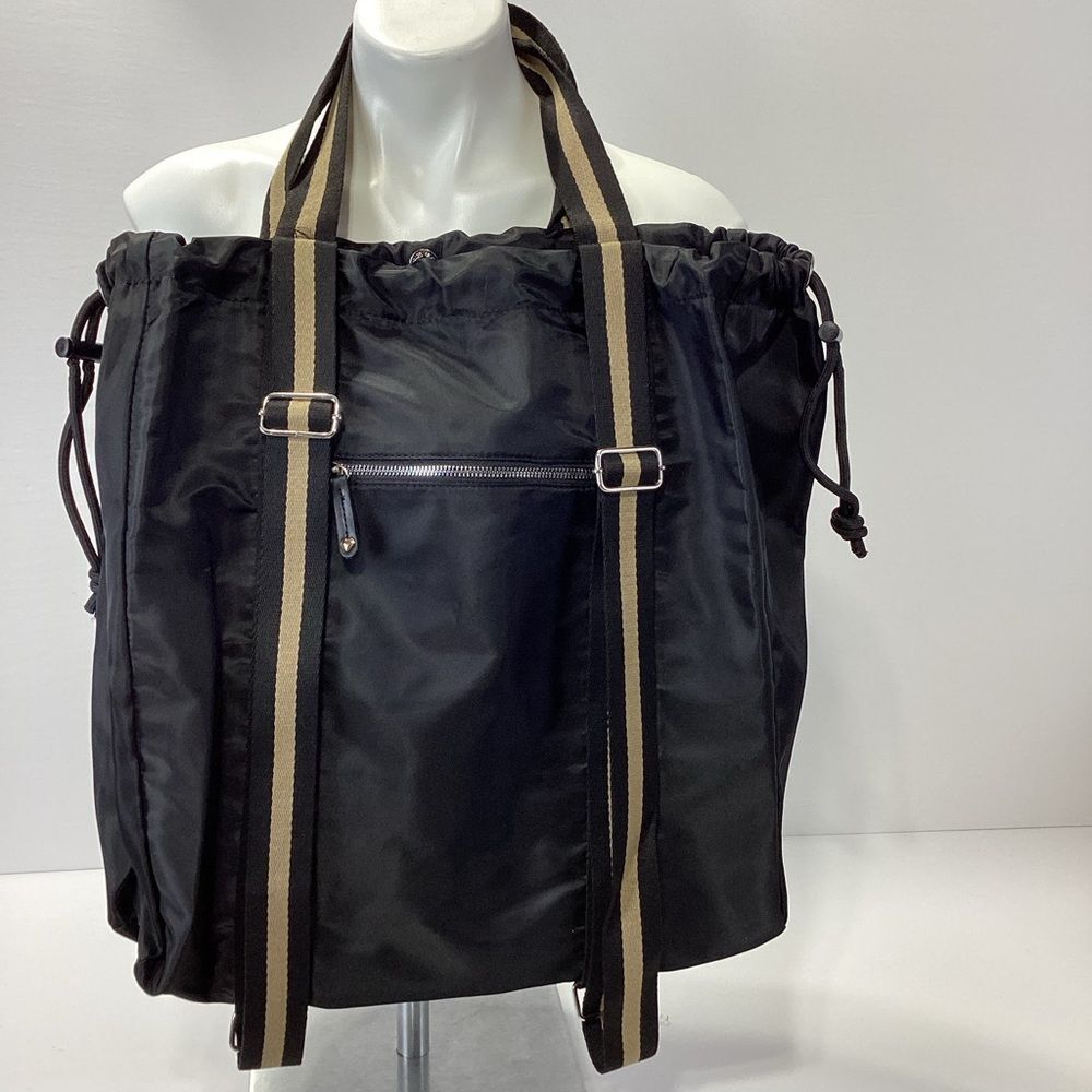 Heartlove By Charo Black Tote Bag with Striped Straps Heart Love Backpack